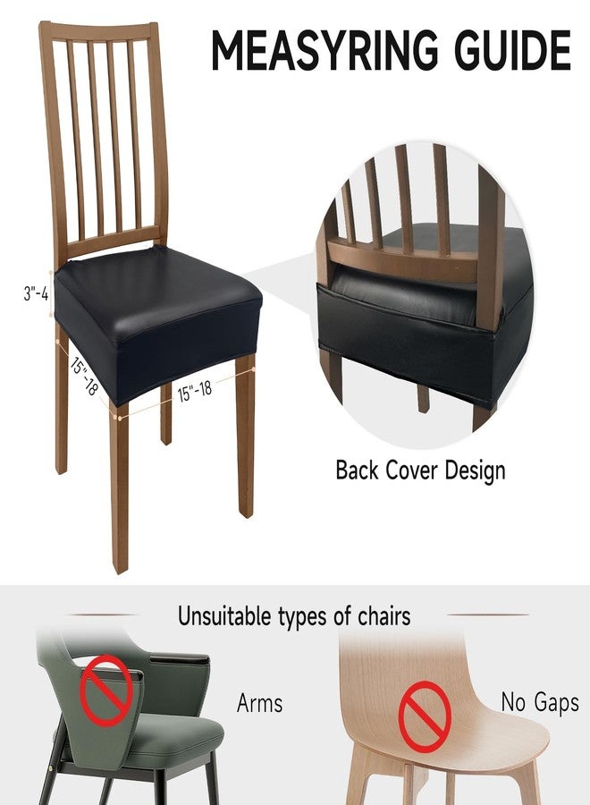 WENZMOC Waterproof Seat Covers for Dining Chairs PU Leather Dining Room Chair Covers Set of 4, Soft & Stretch Kitchen Chair Seat Slipcover Protector Removable Washable Chair Cover (Black, Rear Cover) - Image 5